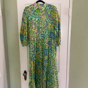 colorful longsleeve spring maxi dress by zara